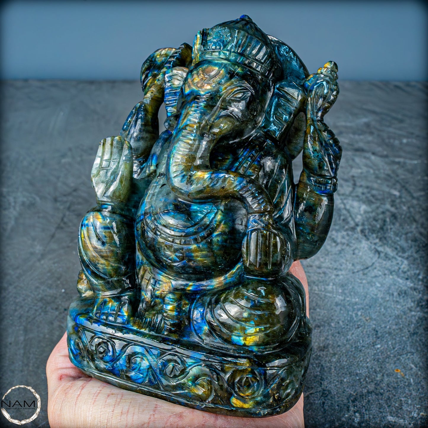 Natürliche Labradorit Kristall Buddha Skulptur - 1696,87g