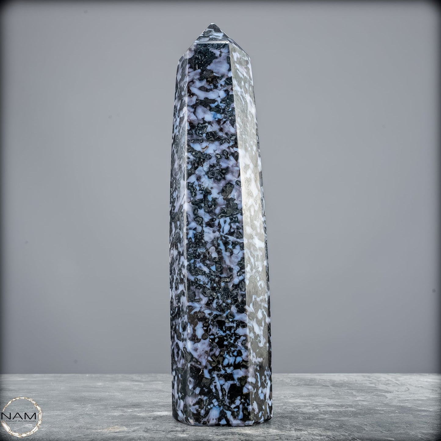Natürlicher Merlinit (Gabbro) Kristall Obelisk - 821,77g