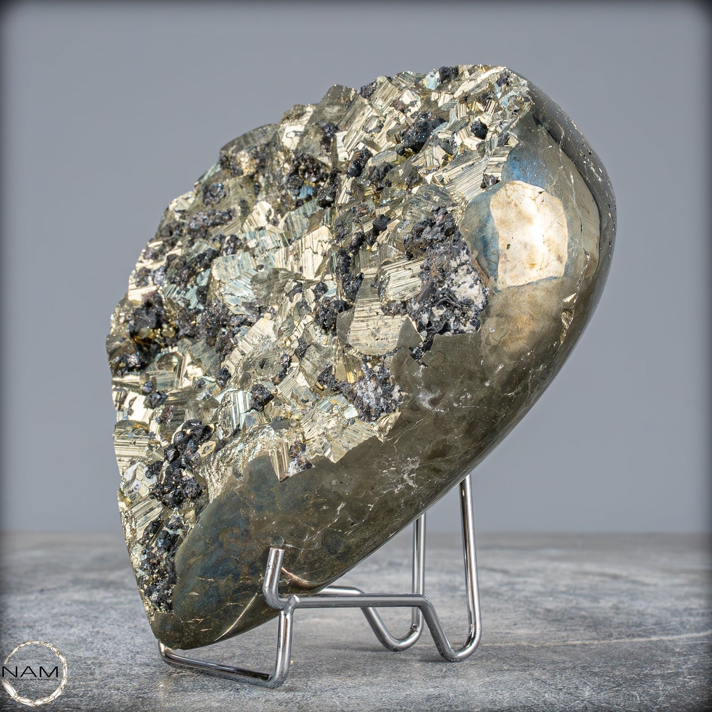 Natürliches Pyrit, Quarz und Galena Kristall Herz/Druse - 2721,21g