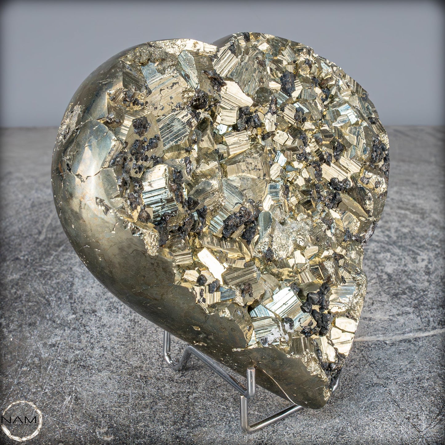 Natürliches Pyrit, Quarz und Galena Kristall Herz/Druse - 2721,21g