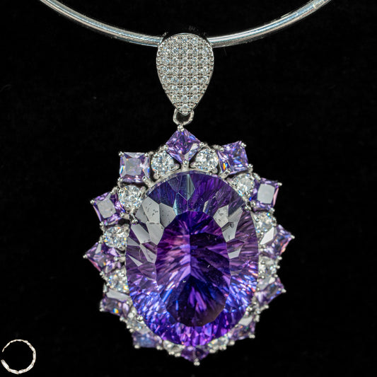Strahlende Eleganz – Amethyst-Anhänger aus 925er Sterling Silber, Brasilien - 69,65ct