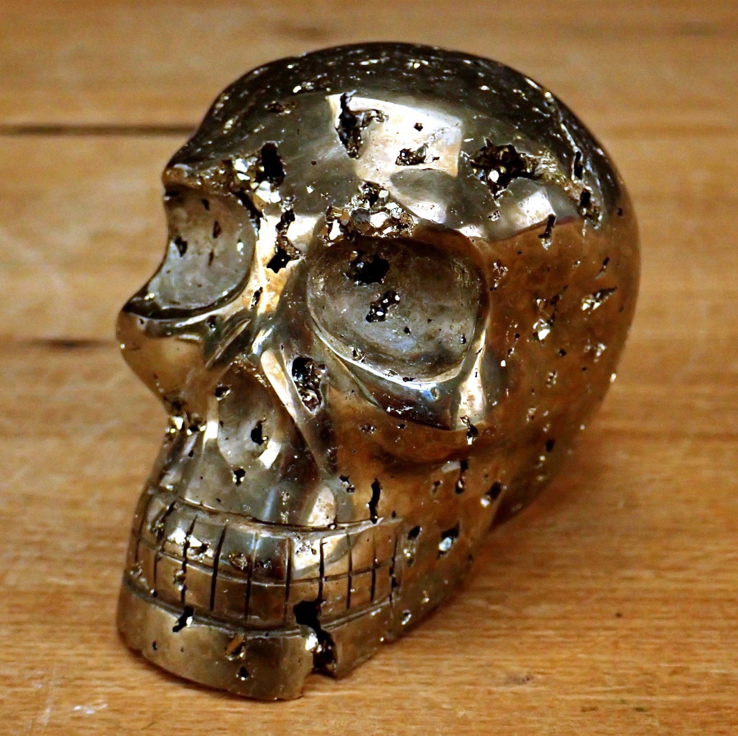 Pyrit Schädel/Totenkopf Skulptur - 704,48g