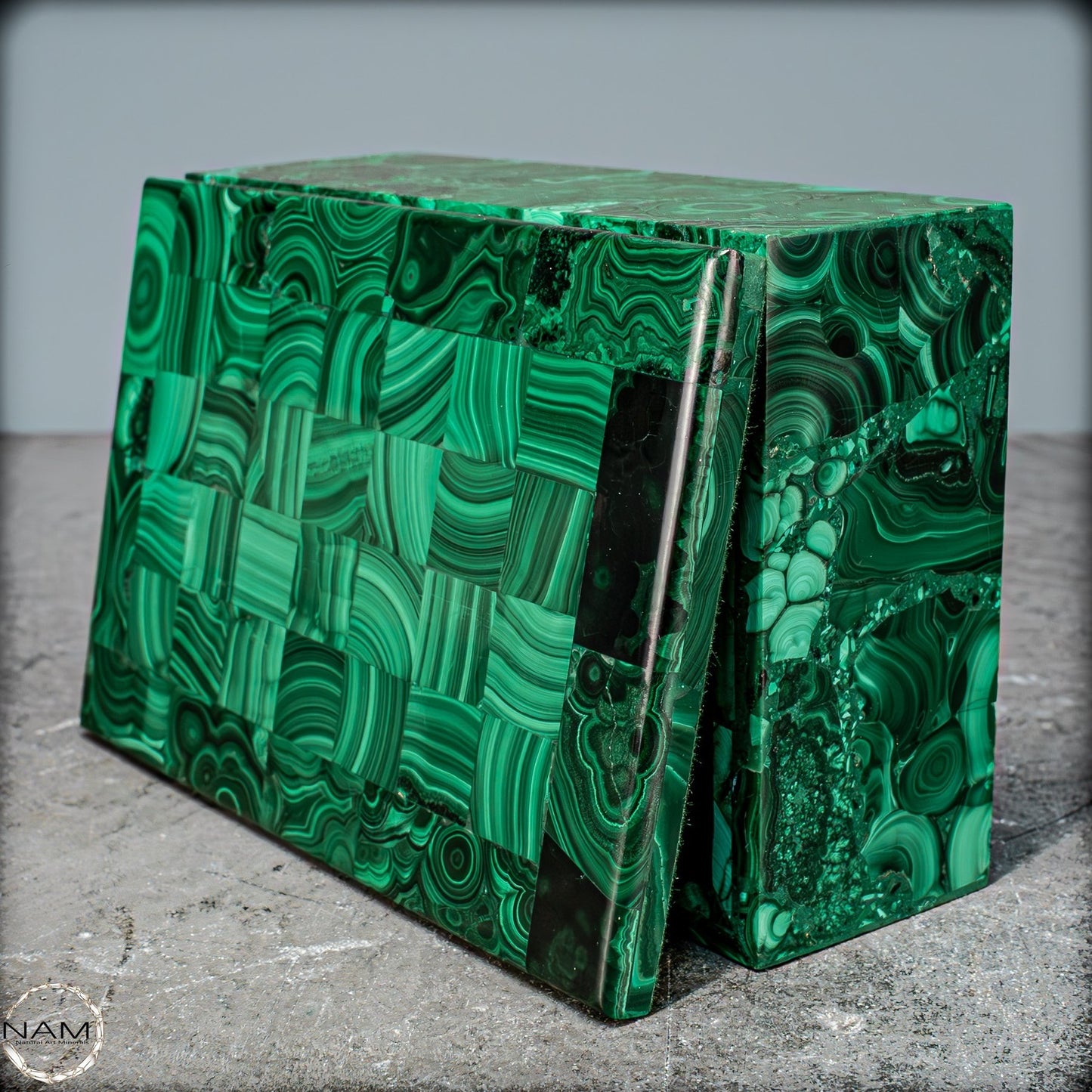 Einzigartige Malachit Schmuckkästchen/Box - 1289,76g