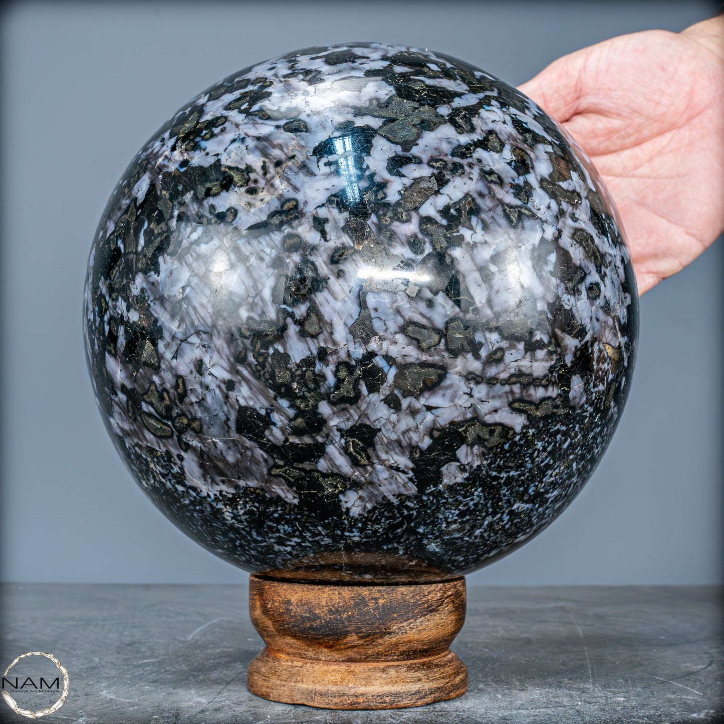 Große Natürliche Merlinit (Gabbro) Kugel - 9638,11g - 170mm