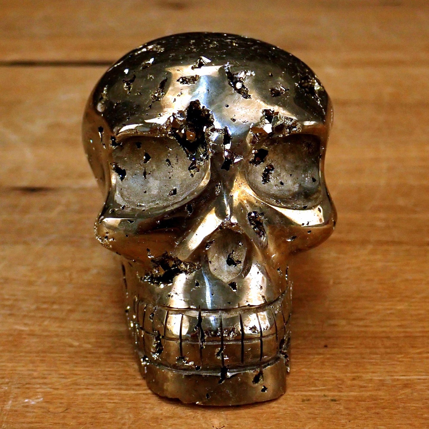 Pyrit Schädel/Totenkopf Skulptur - 704,48g