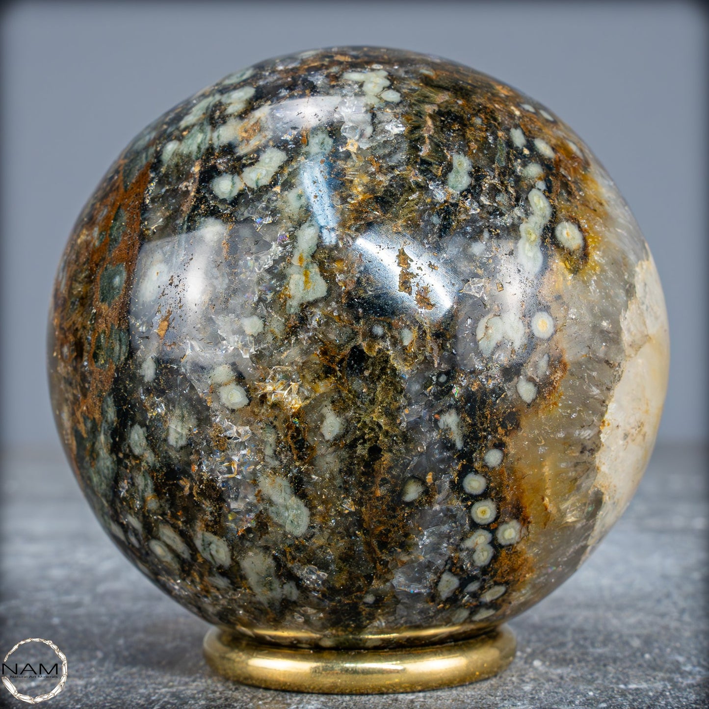 Natürliche Ocean-Jaspis-Achat Kugel - 652,51g