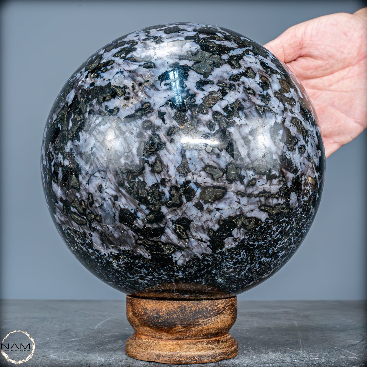 Große Natürliche Merlinit (Gabbro) Kugel - 9638,11g - 170mm