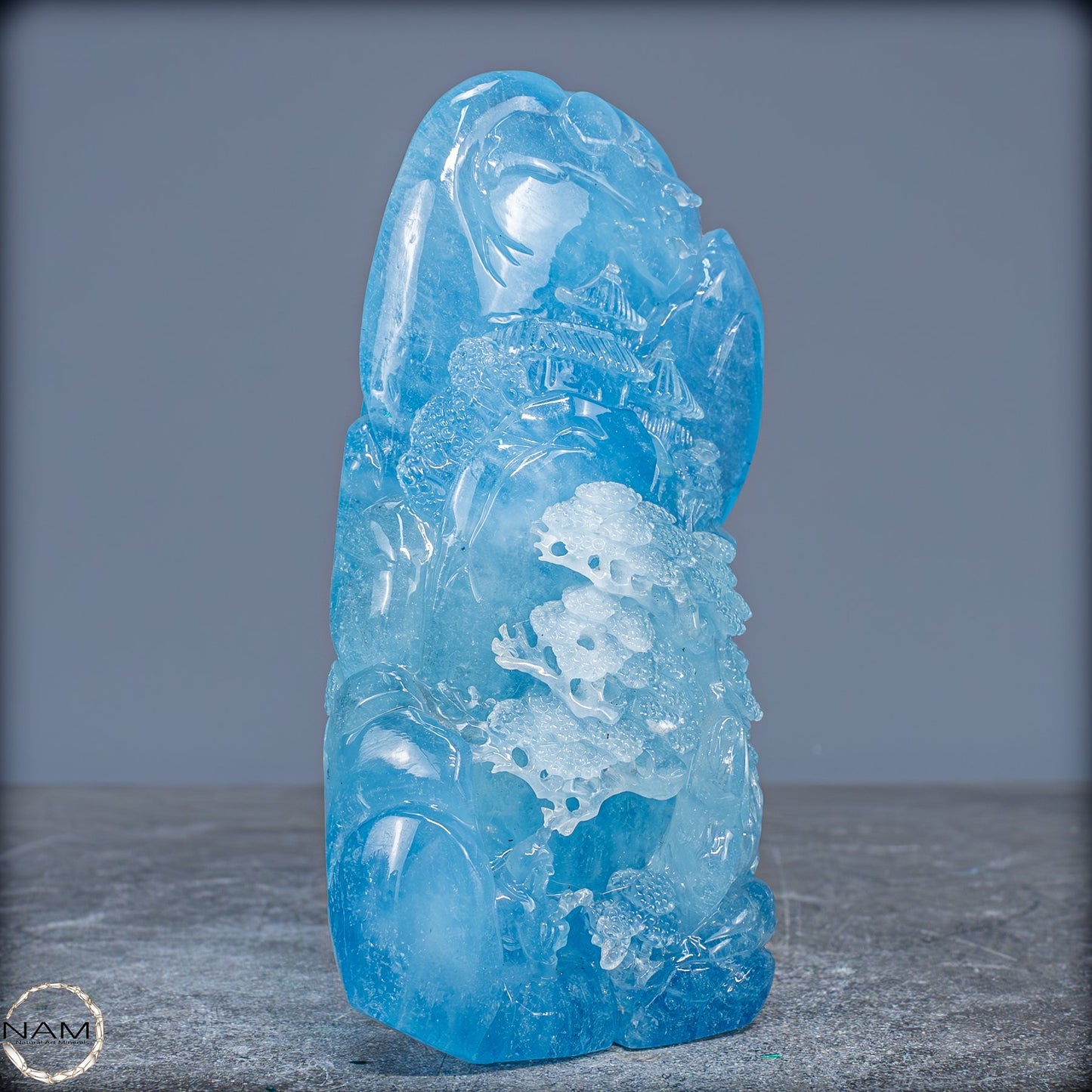 Natürlicher Blauer Aquamarin-Kristall-Schnitzerei - 496,15g