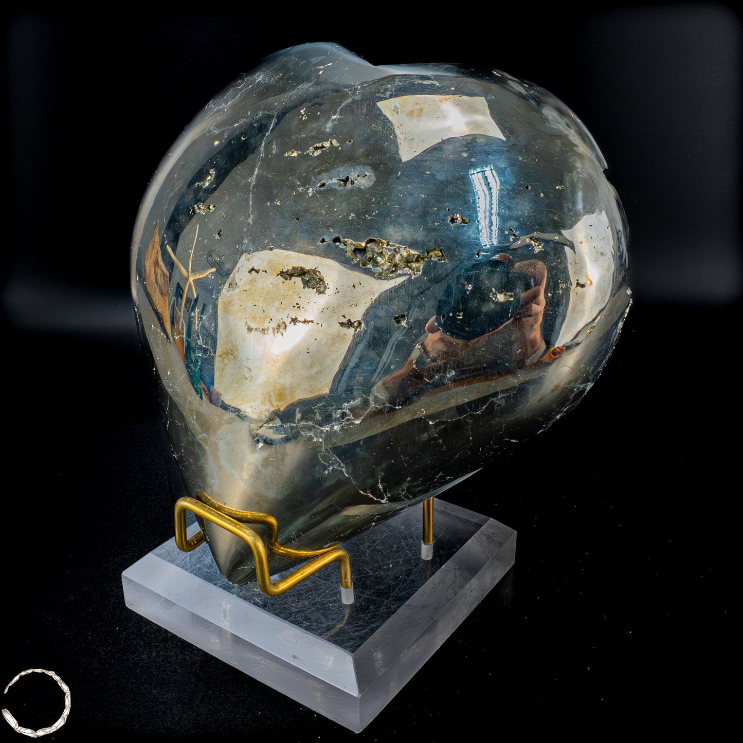 Natürliches Pyrit, Quarz und Galena Kristall Herz/Druse - 2555,65 g