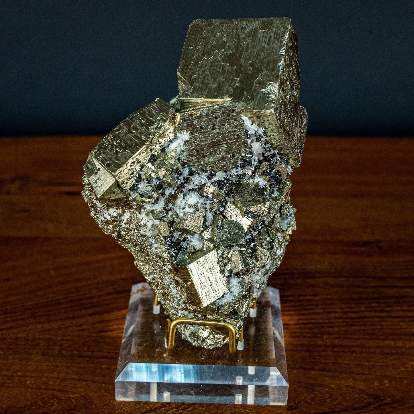 Natürliche Pyrit, Quarz und Galena Kristallcluster - 1537,26g