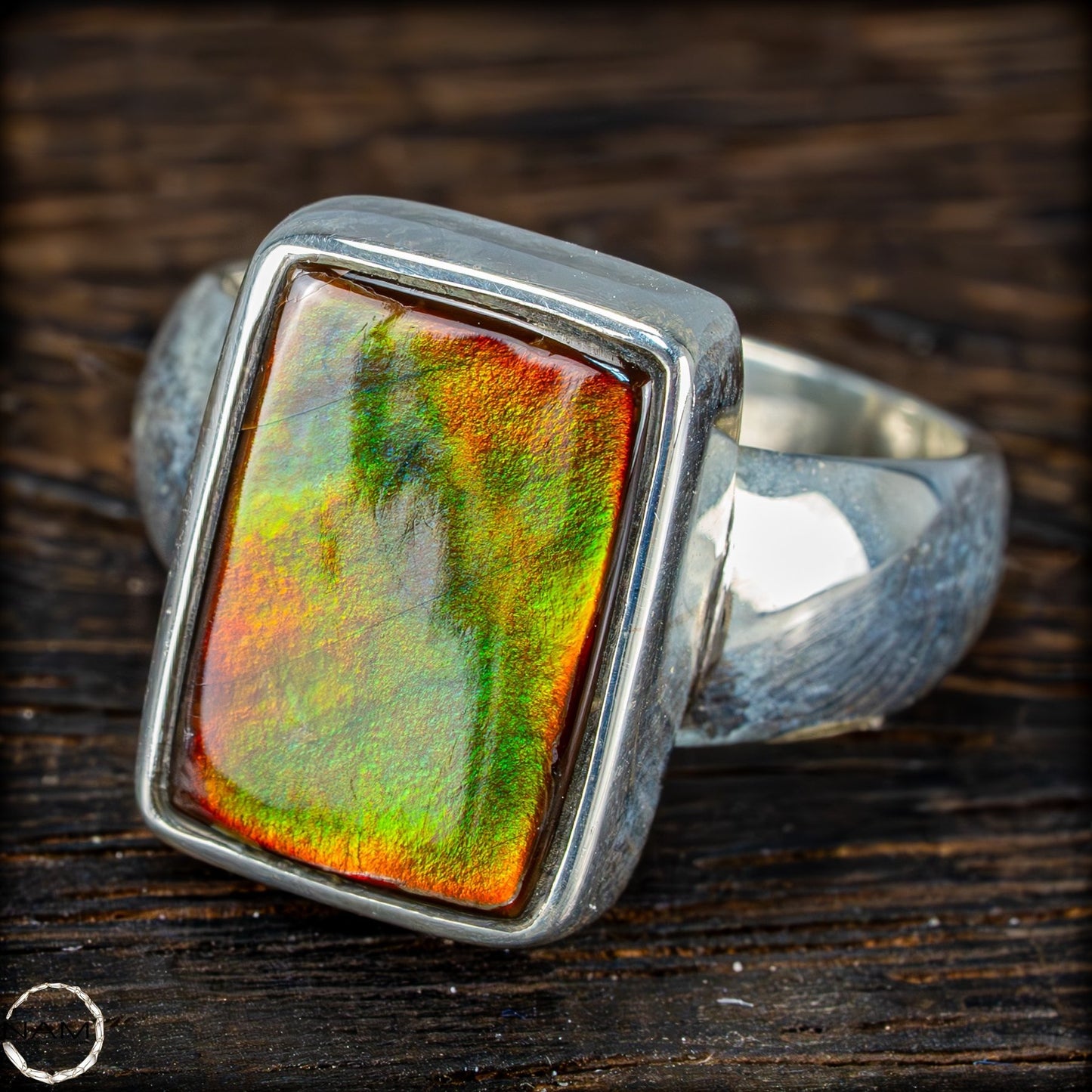 Natürlicher Ammolit Ring 925 Silber aus Kanada - 9,65g