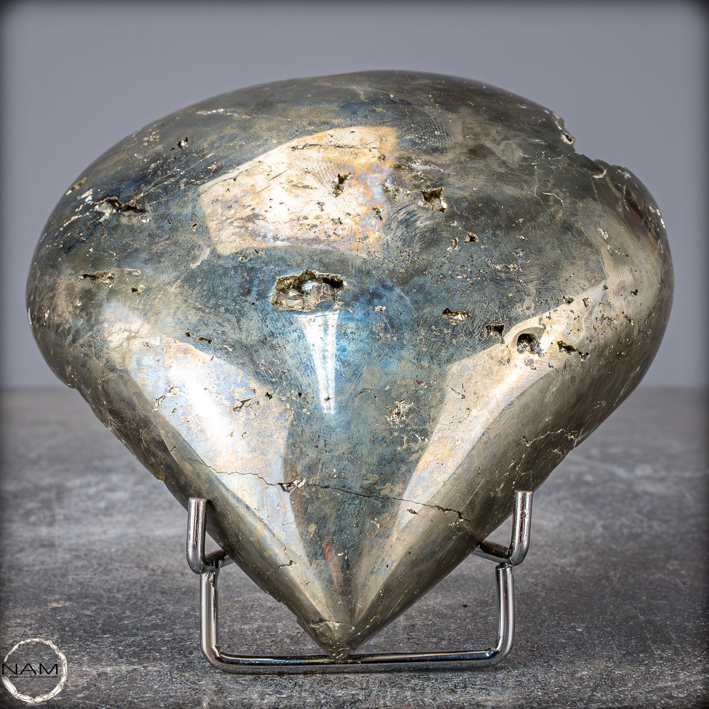 Natürliches Pyrit, Quarz und Galena Kristall Herz/Druse - 1458,83g