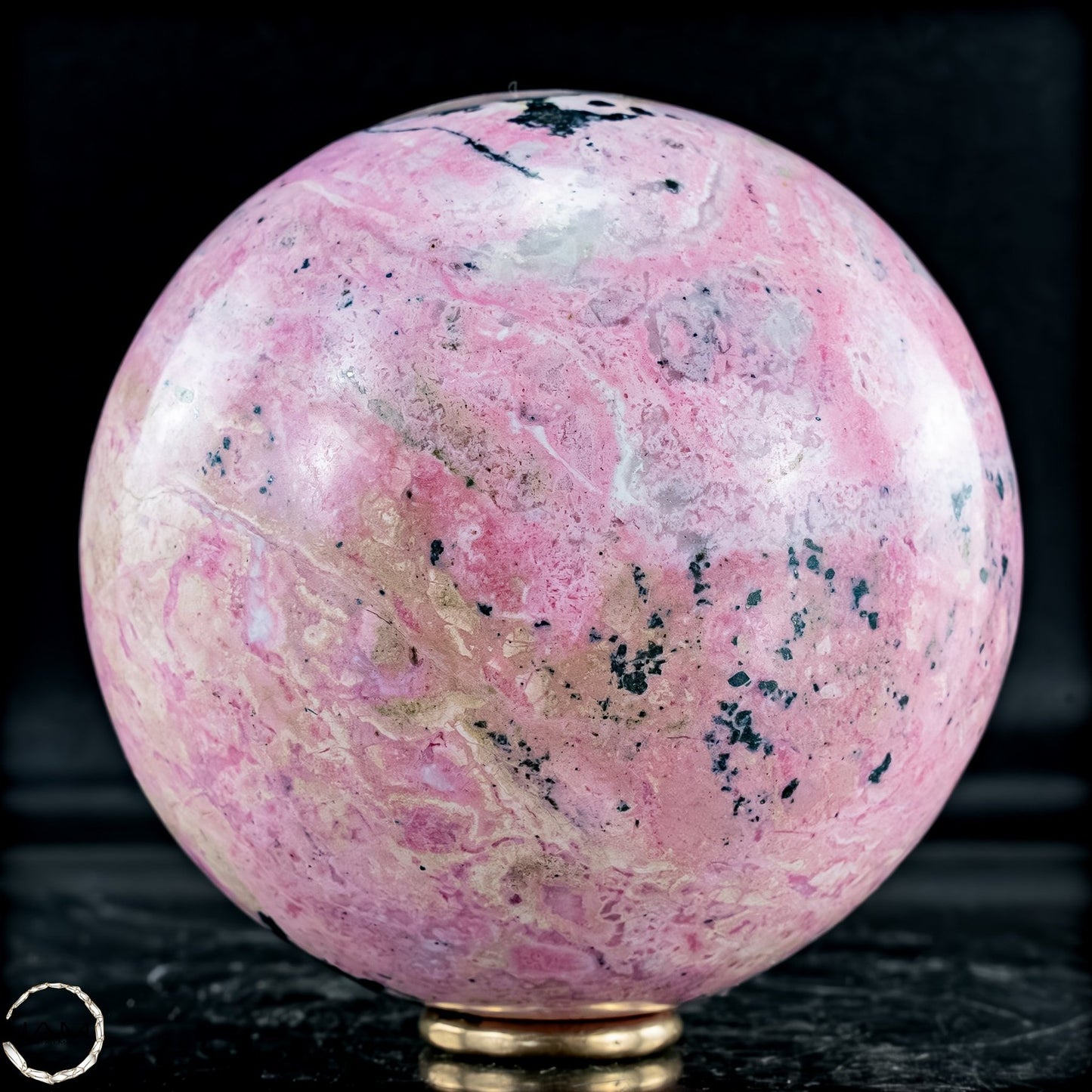 Natürliche Rhodonit-Kristall Kugel mit Pyrit aus Peru- 2014,36g