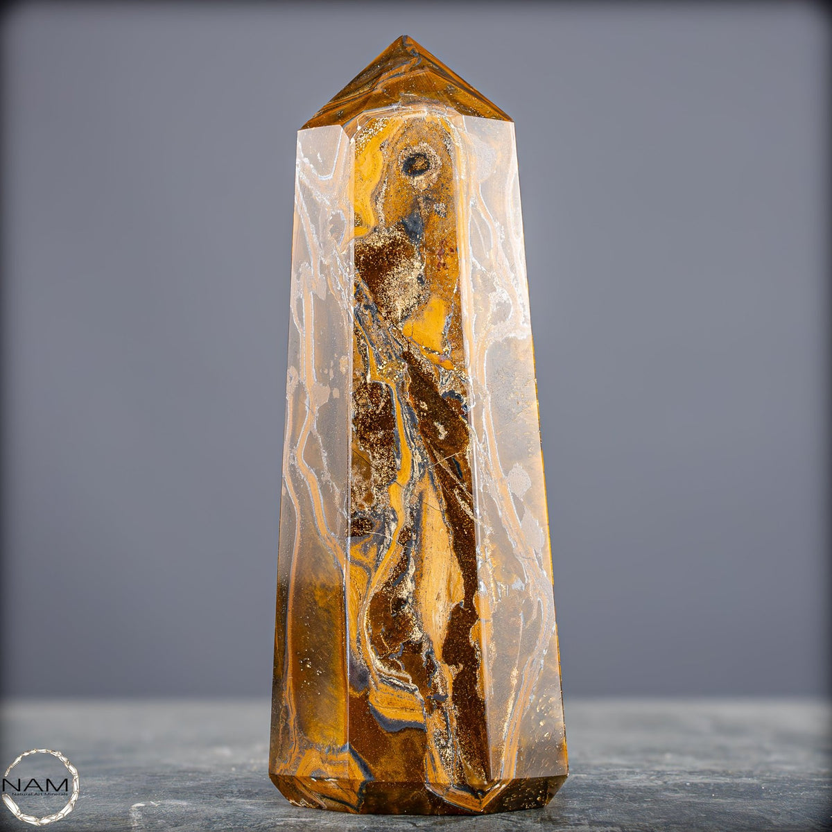 Natürlicher Tigerauge-Obelisk - 889,08g