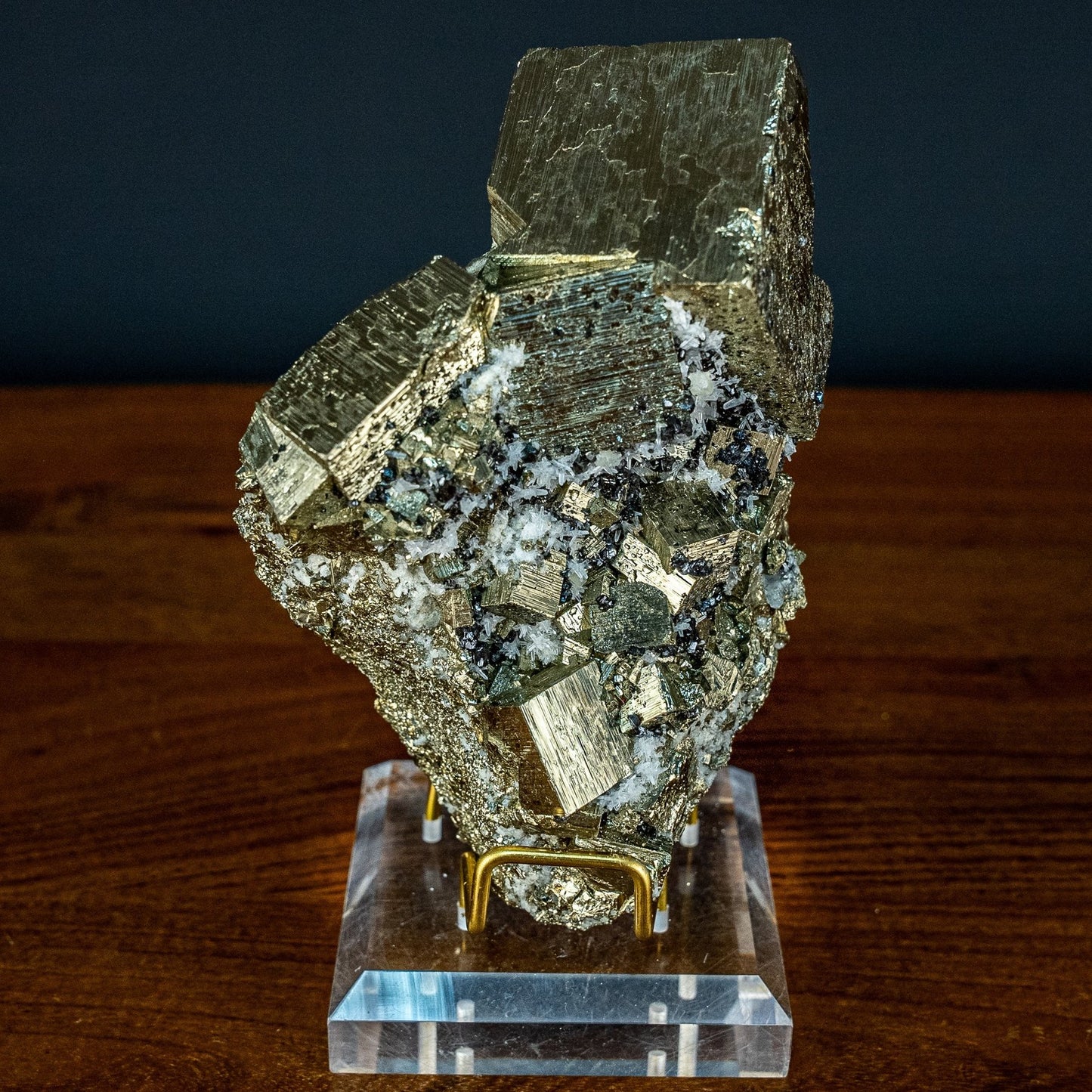 Natürliche Pyrit, Quarz und Galena Kristallcluster - 1537,26g