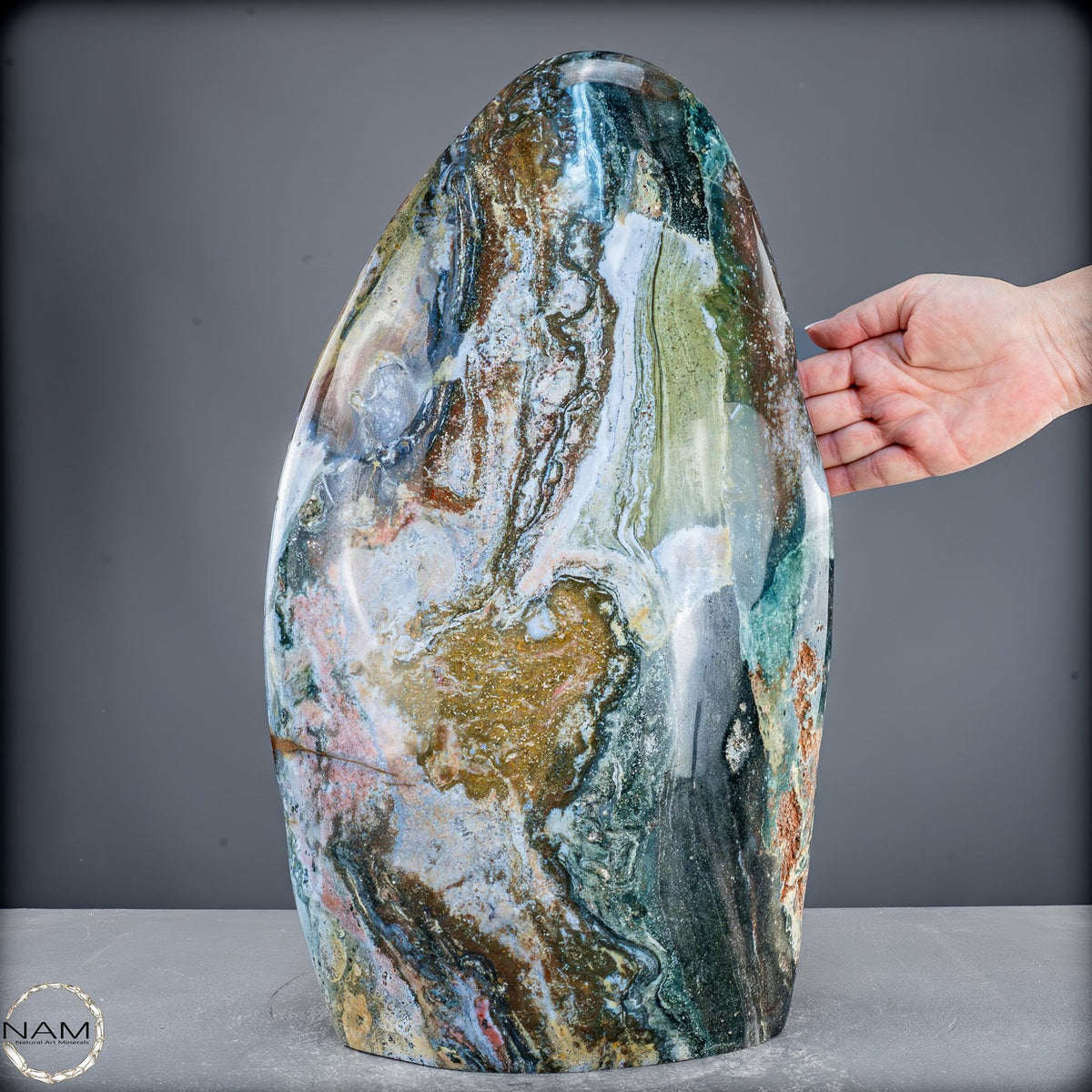 Farben des Ozeans – Ozean-Jaspis in spektakulärer Freiform-29234,11g
