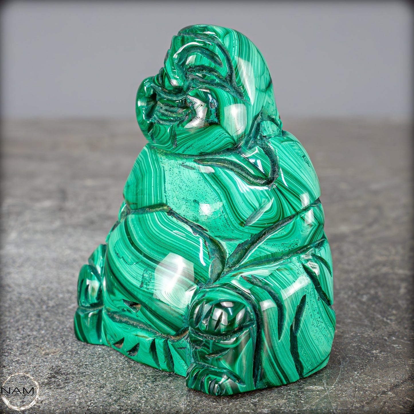 Sehr alte Malachit & Chrysocolla Skulptur Buddha , Kongo - 230,15g