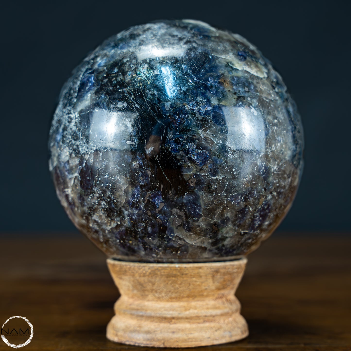 Natürliche Blaue Cordierit-Kristall Kugel, Spitzenqualität - 729,78g - 80mm