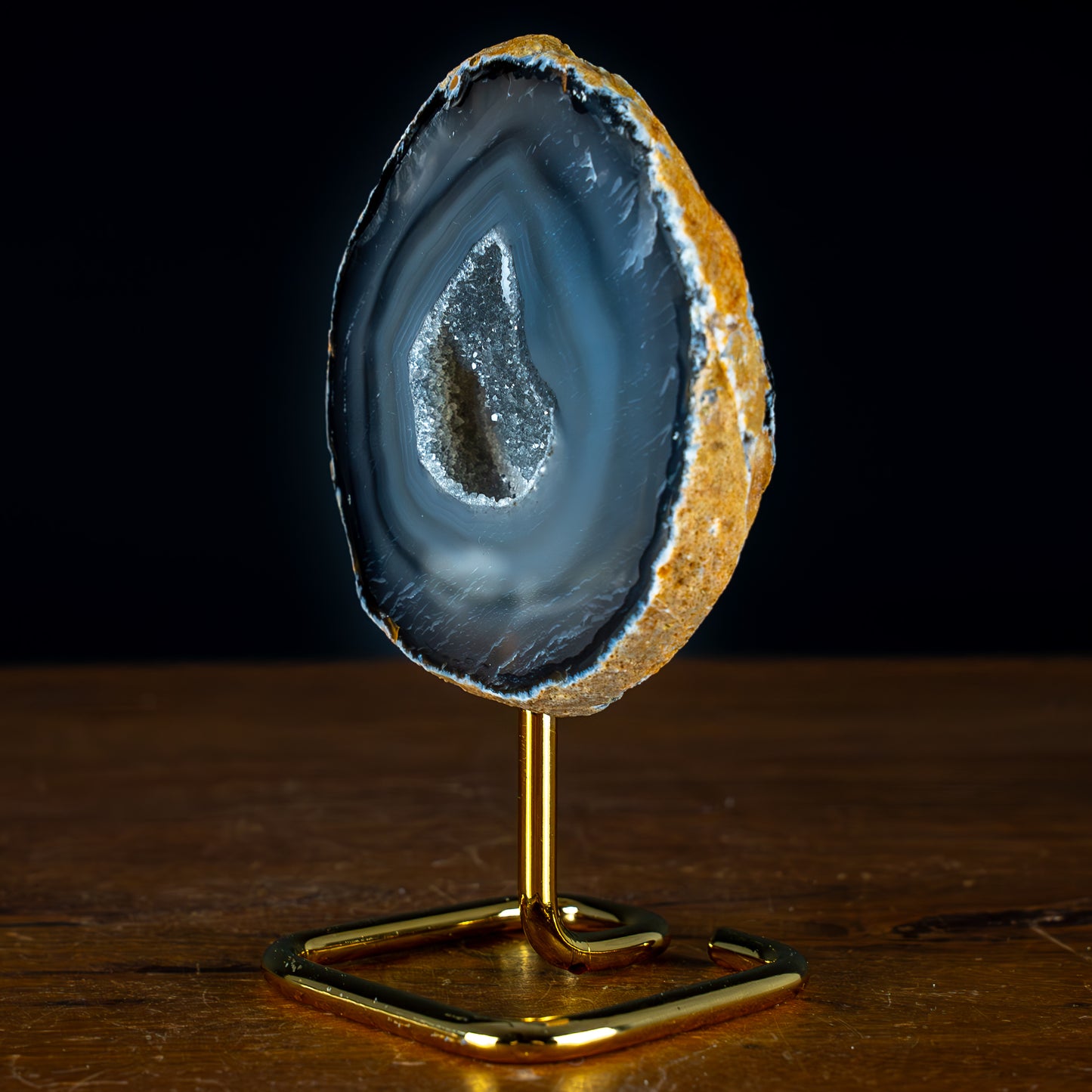 Schwarzer Achat-Druse auf Ständer, Brasilien - 454,79g