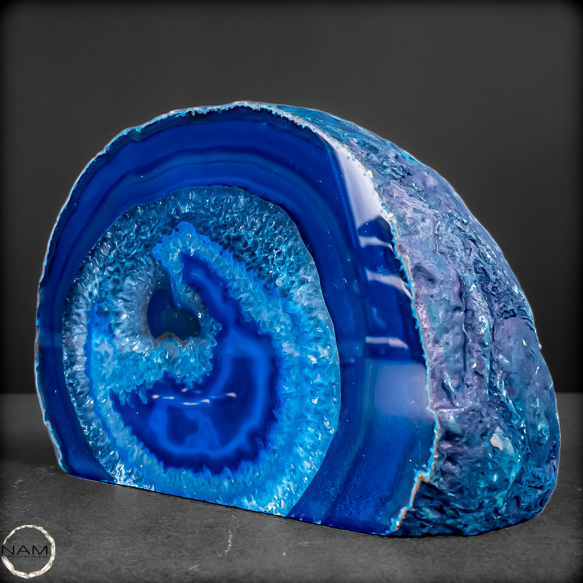 Achat-Scheibe in leuchtendem Blau - 700,01g