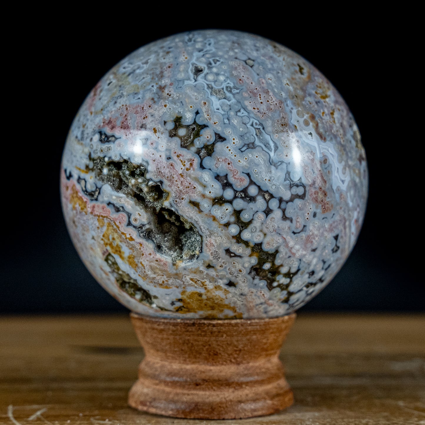 Ozean-Jaspis Kugel mit Drusen - 641,18g - 78,7mm
