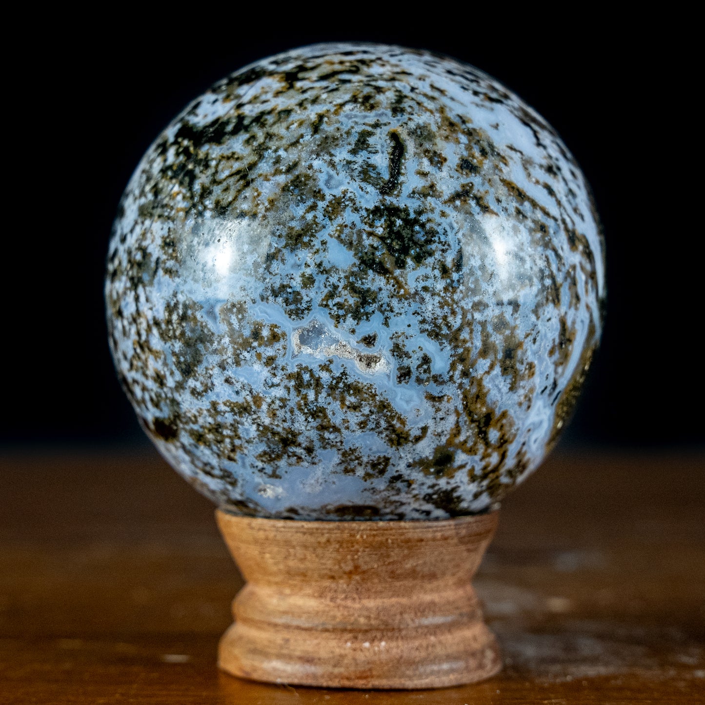 Natürliche Jaspis-Achat Kugel mit Druse - 576,63g - 76mm