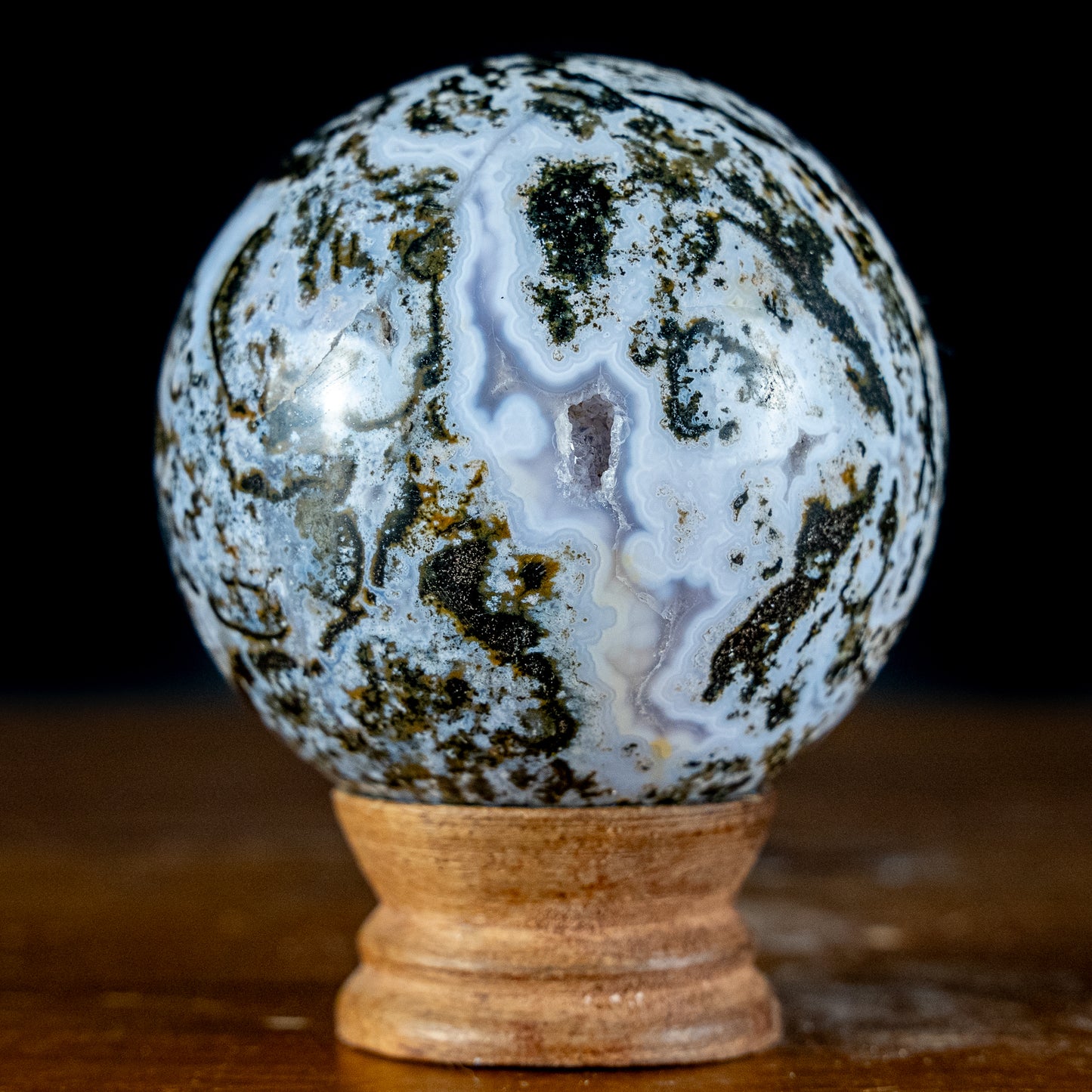Natürliche Jaspis-Achat Kugel mit Druse - 576,63g - 76mm