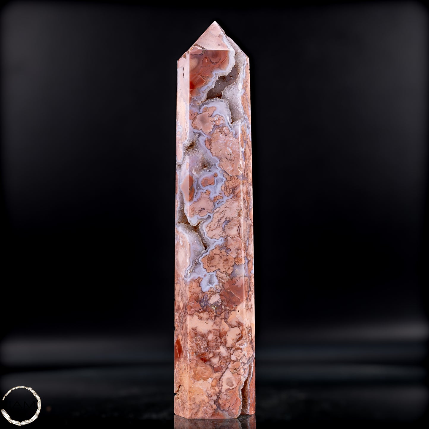 Cotton Candy Achat Obelisk – Sanfte Farben, kraftvolle Eleganz aus Mexiko - 481,38g