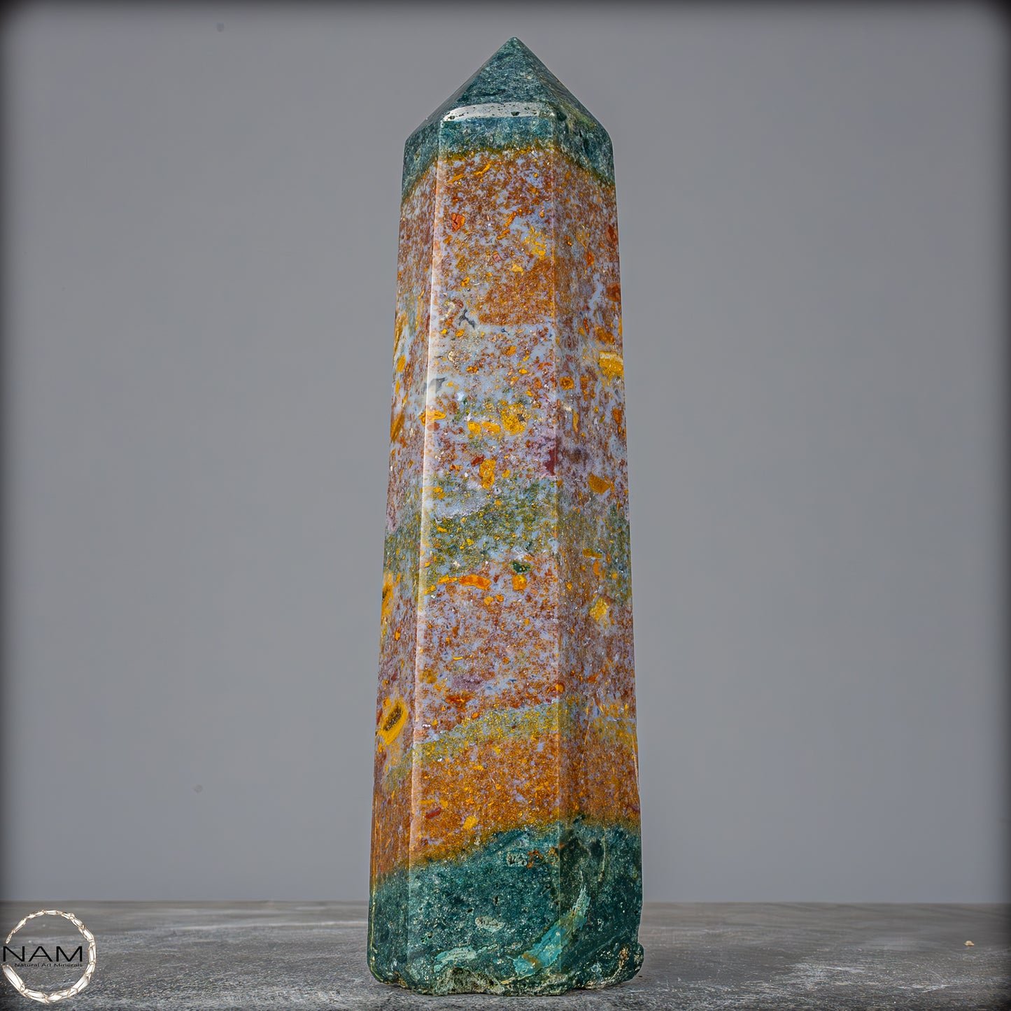 Natürlicher Jaspis-Achat Kristall Obelisk - 954,78g