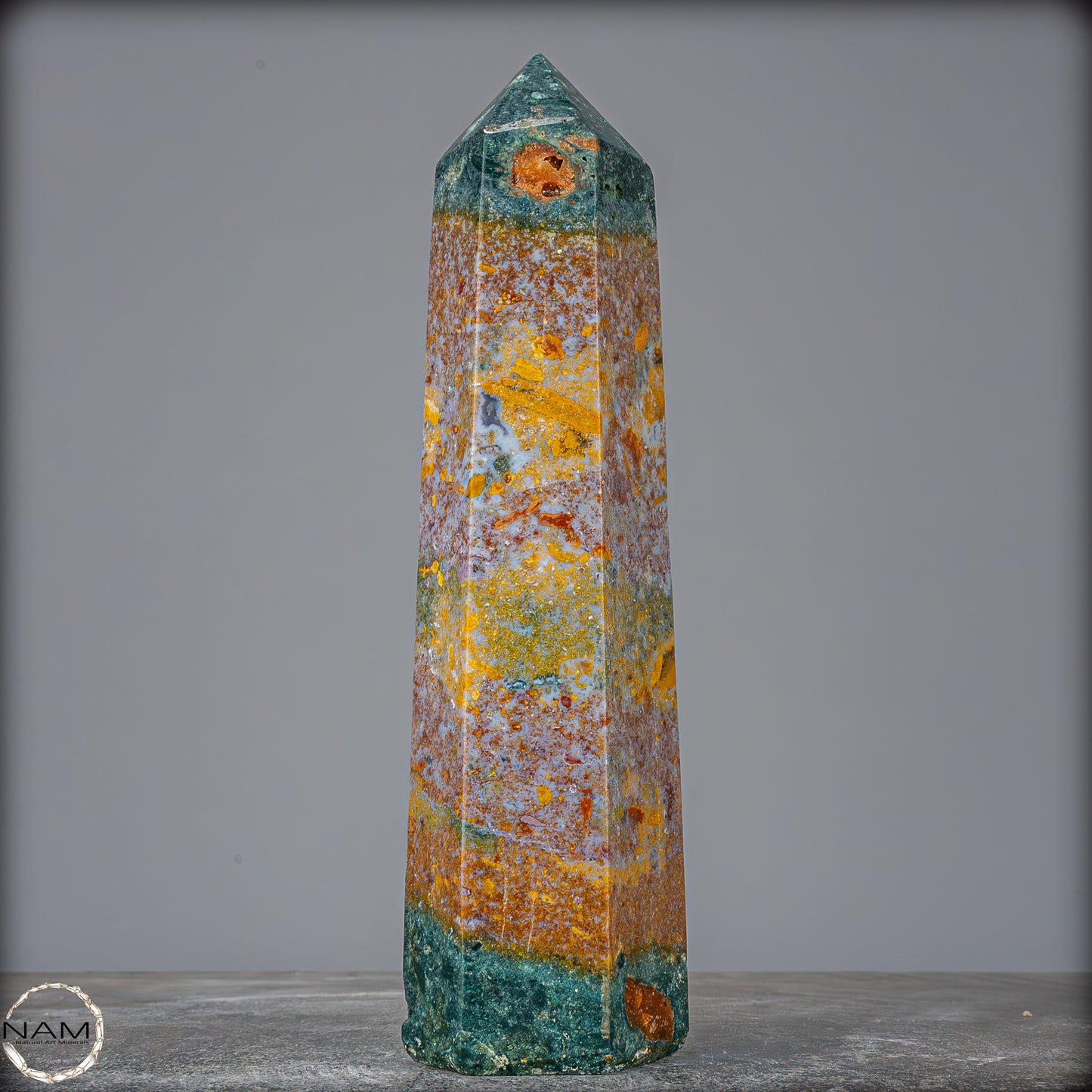 Natürlicher Jaspis-Achat Kristall Obelisk - 954,78g