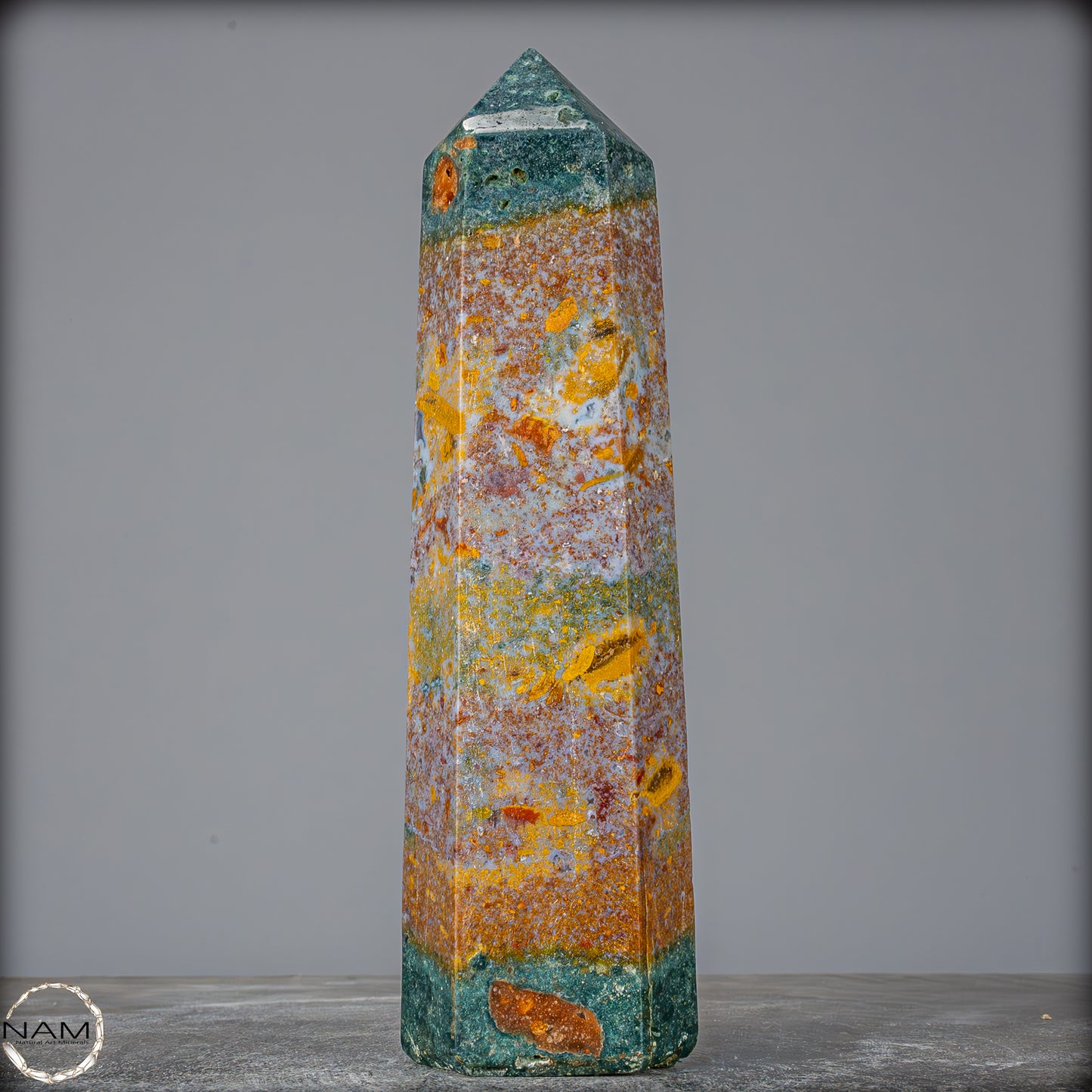 Natürlicher Jaspis-Achat Kristall Obelisk - 954,78g