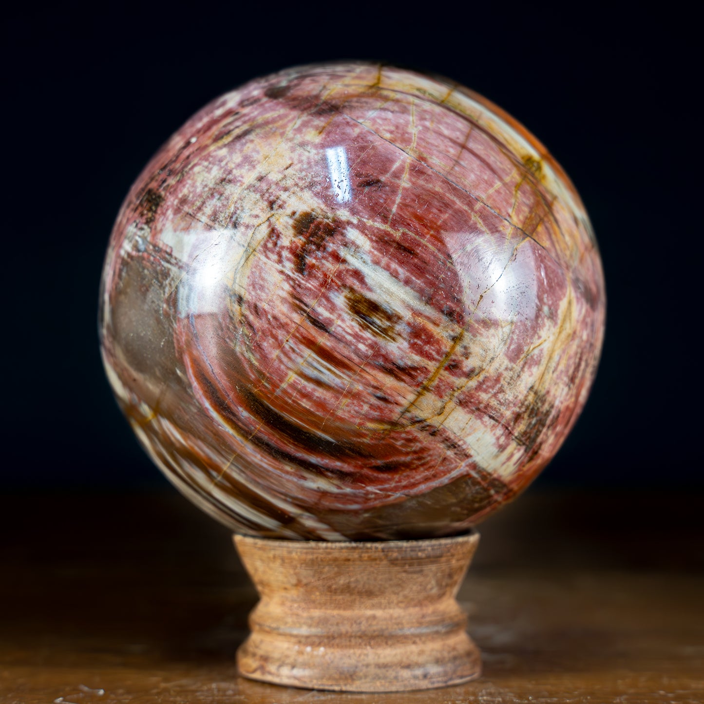 Natürliche Kristall-Kugel aus Versteinertem Holz - 898,14g - 86mm