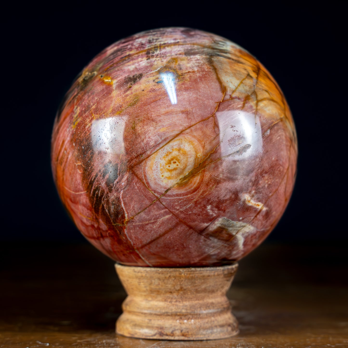 Natürliche Kristall-Kugel aus Versteinertem Holz - 898,14g - 86mm