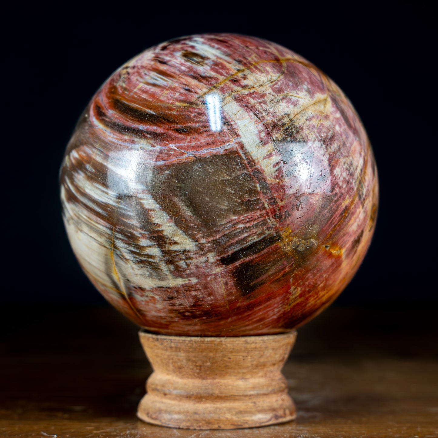 Natürliche Kristall-Kugel aus Versteinertem Holz - 898,14g - 86mm