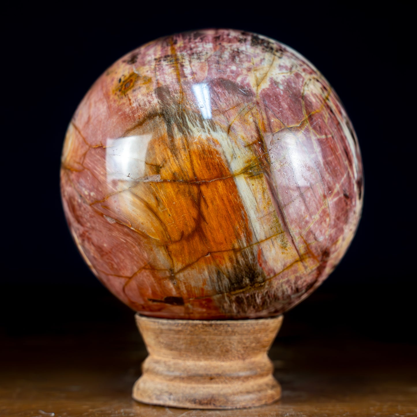 Natürliche Kristall-Kugel aus Versteinertem Holz - 898,14g - 86mm