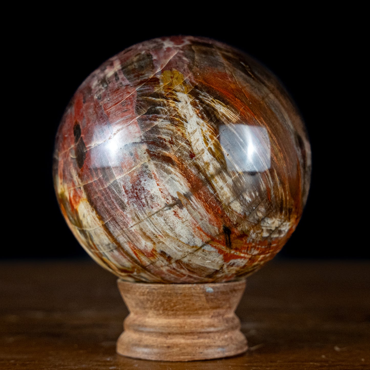 Natürliche Kugel aus Versteinertem Holz - 897,72g - 86mm