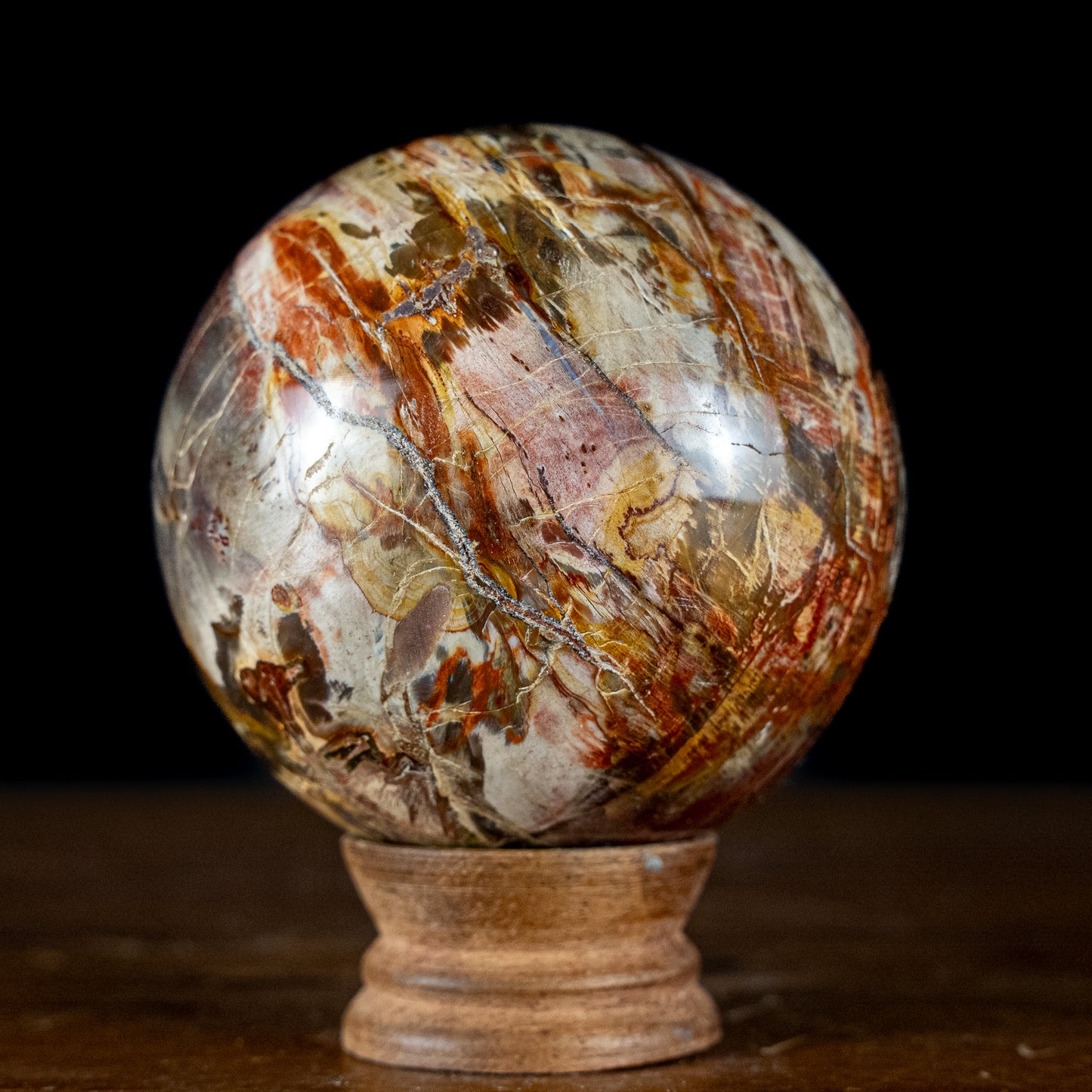 Natürliche Kugel aus Versteinertem Holz - 897,72g - 86mm