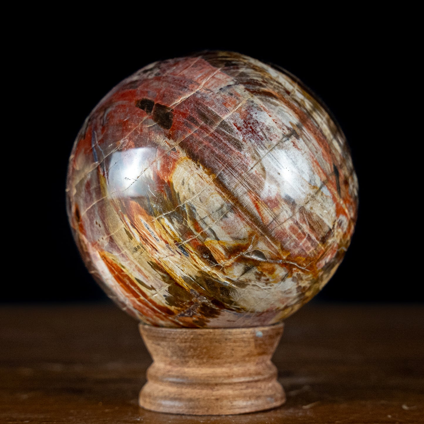 Natürliche Kugel aus Versteinertem Holz - 897,72g - 86mm