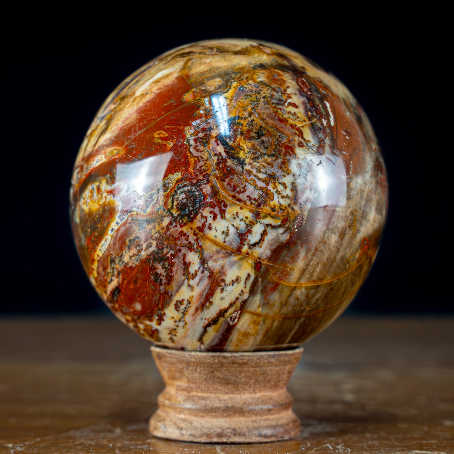 Natürliche Kristall-Kugel aus Versteinertem Holz - 984,17g - 90mm