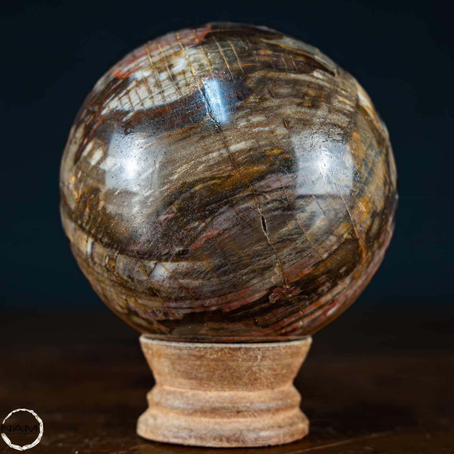 Natürliche Kristall-Kugel aus Versteinertem Holz - 758,32g