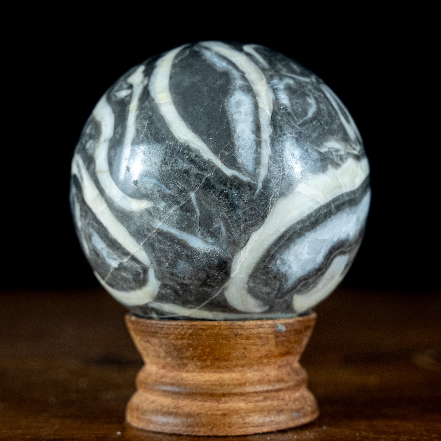 Fossiler Muschel-Jaspis Kugel "Tausend Augen"- 451,63g - 68mm