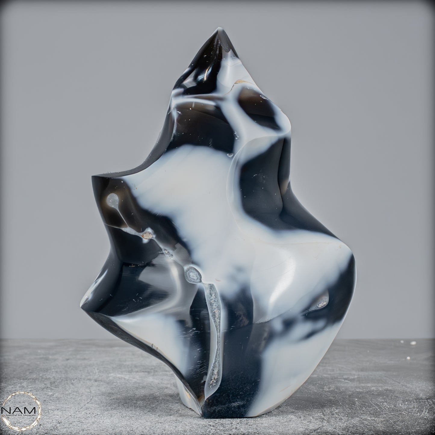 Natürliche Orca-Achat Kristall Flamme aus Brasilien -1283,76