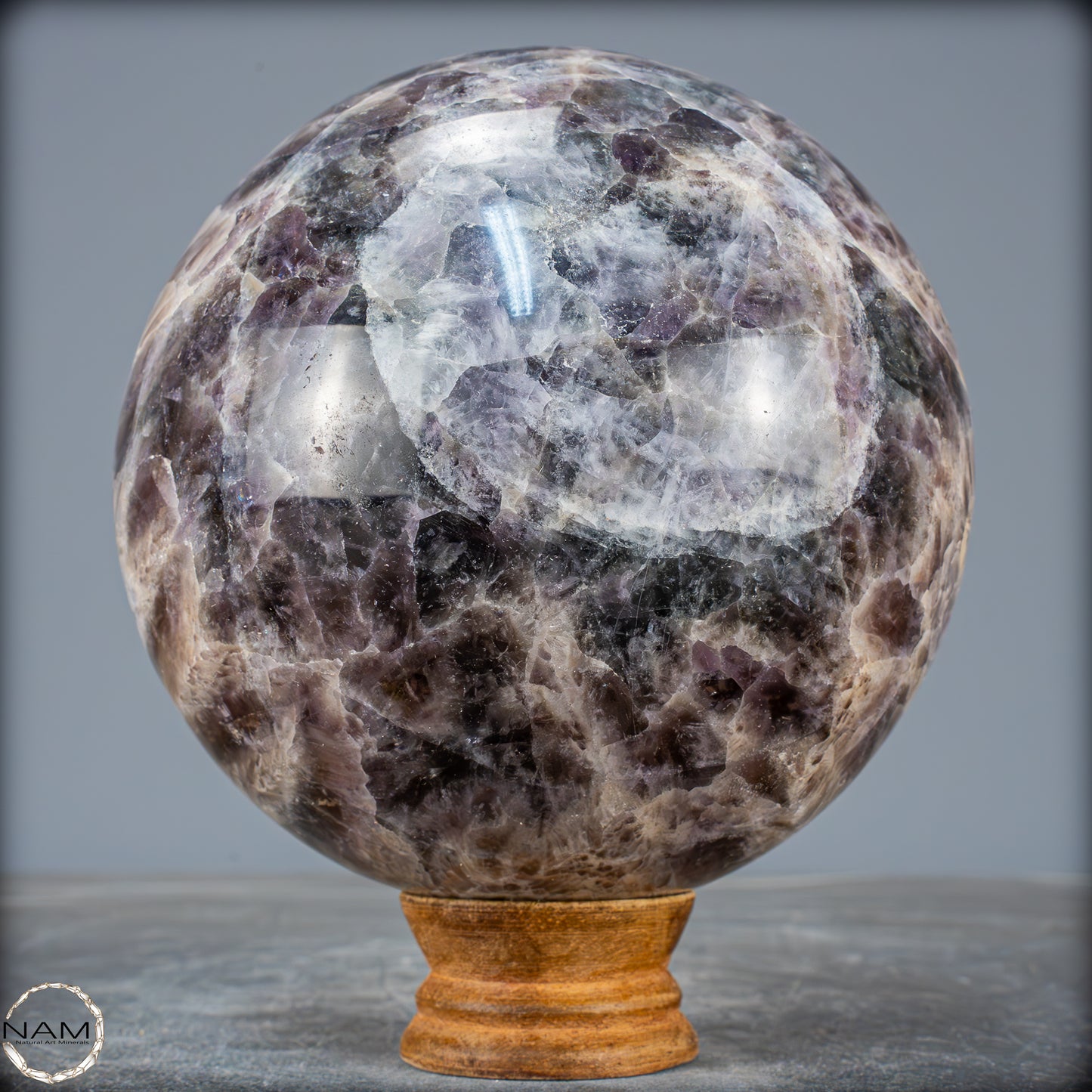 Natürliche Große Lila-Schwarze Amethyst Kristall Kugel – 136mm