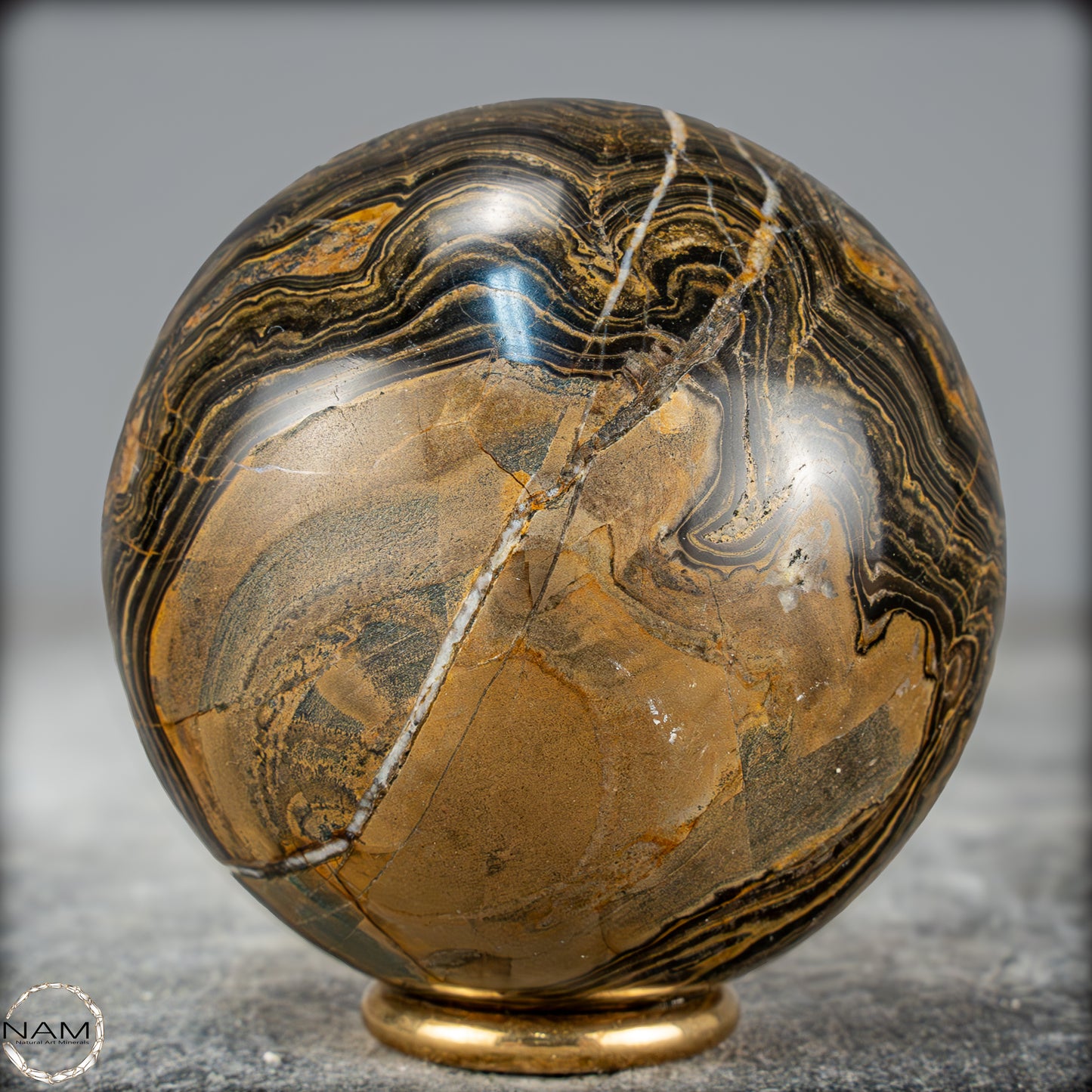 Natürliche Stromatolith (Fossile Algen) Kugel - 391,73g - 66,5mm