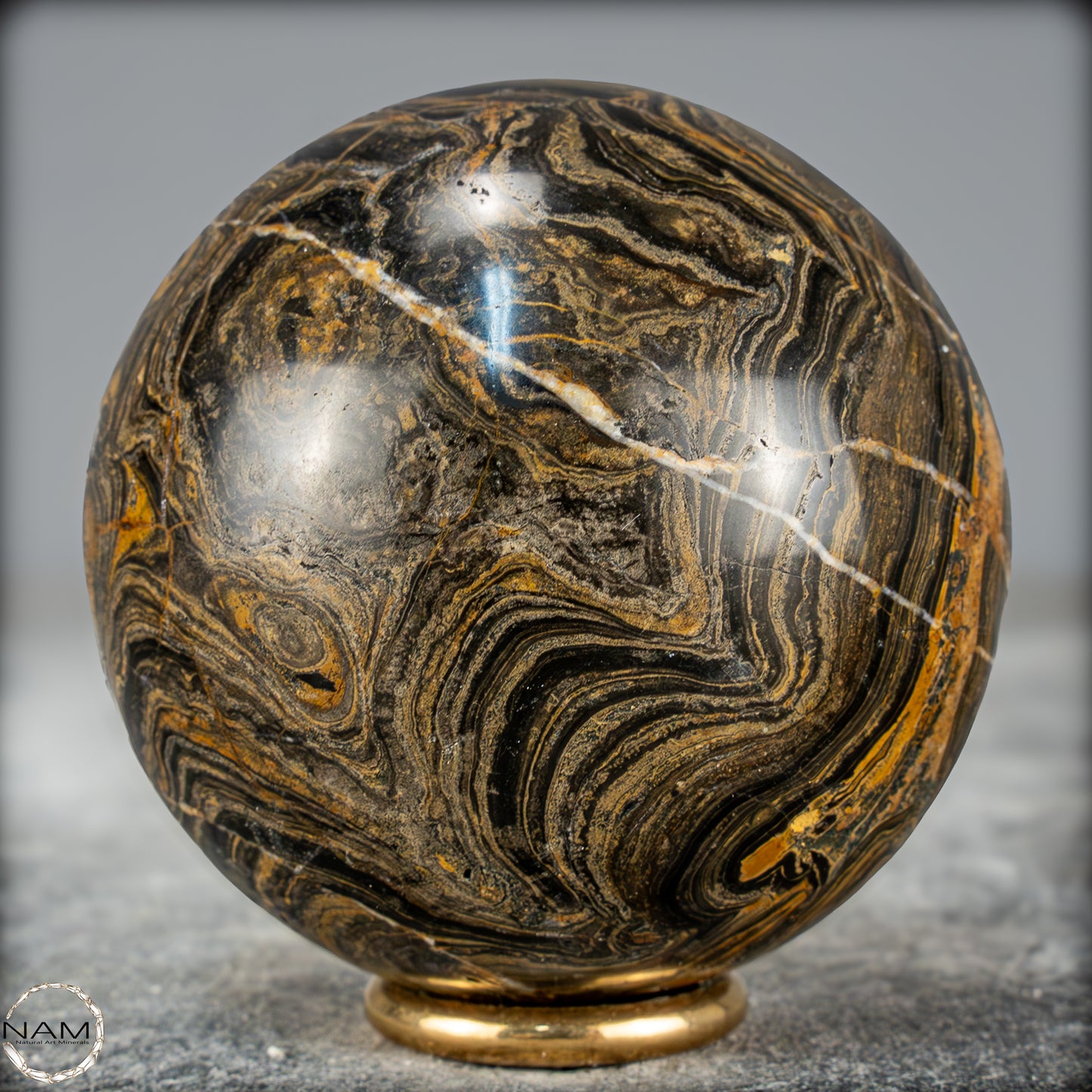 Natürliche Stromatolith (Fossile Algen) Kugel - 391,73g - 66,5mm