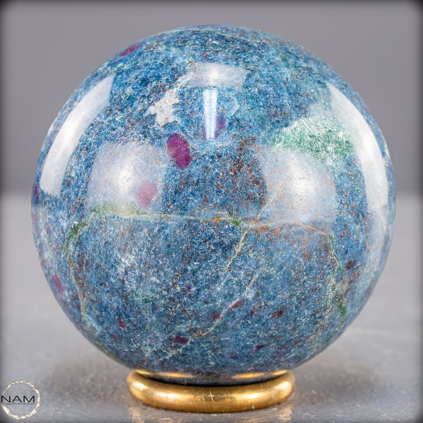 Natürliche Rubin in Fuchsit und Kyanit als Kugel - 390,25g - 59mm