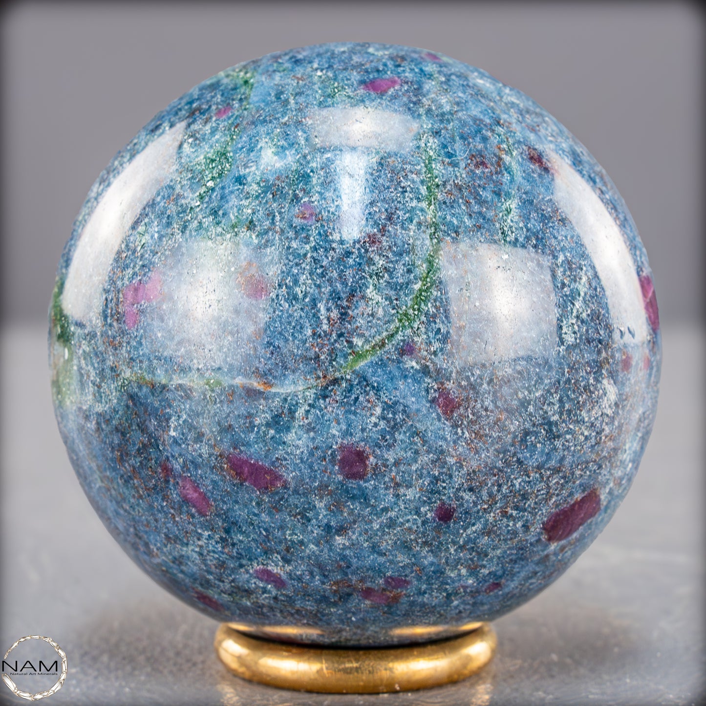 Natürliche Rubin in Fuchsit und Kyanit als Kugel - 390,25g - 59mm