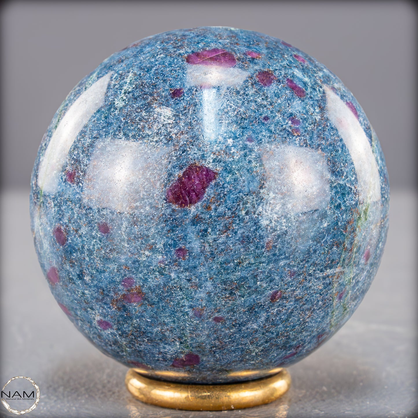 Natürliche Rubin in Fuchsit und Kyanit als Kugel - 390,25g - 59mm