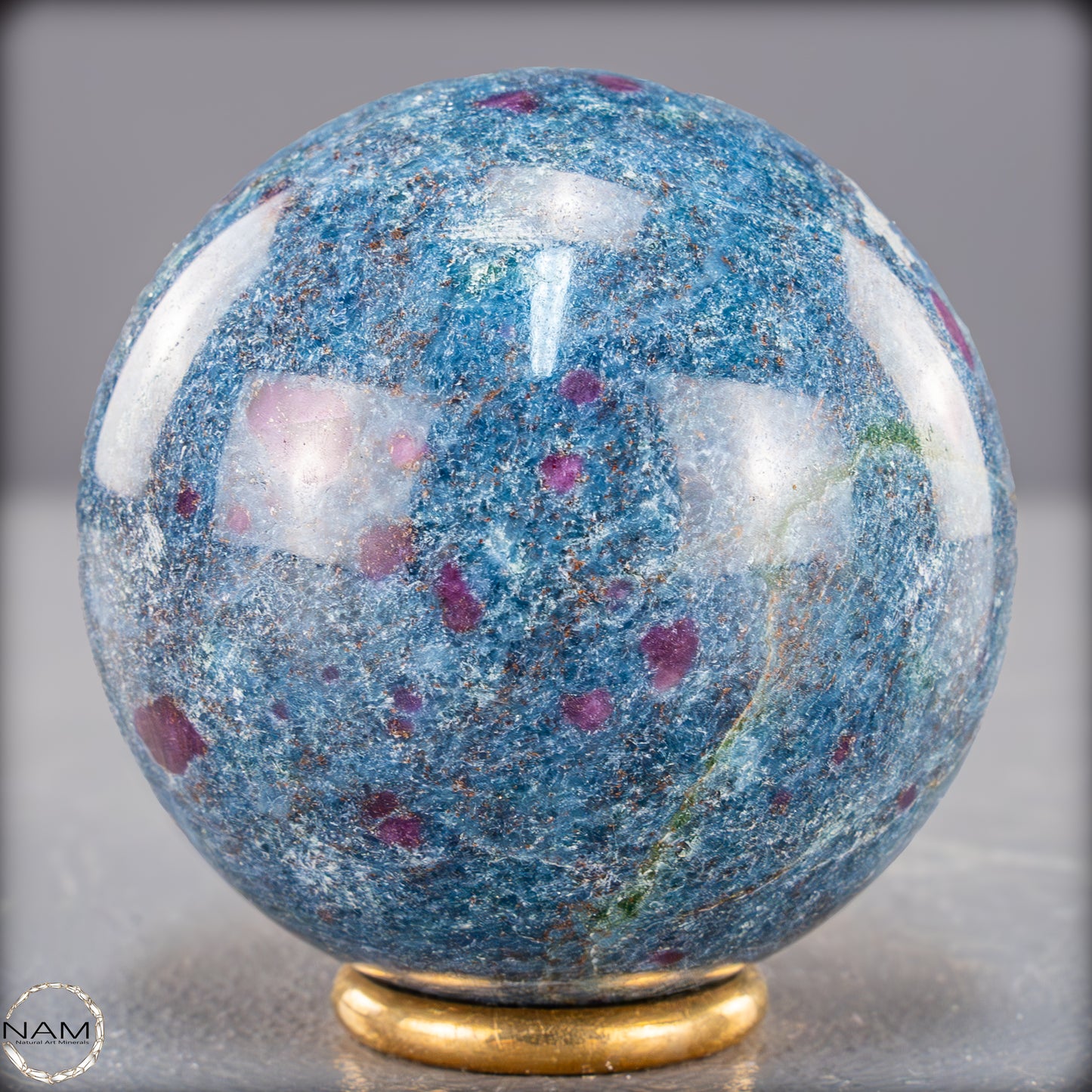 Natürliche Rubin in Fuchsit und Kyanit als Kugel - 390,25g - 59mm