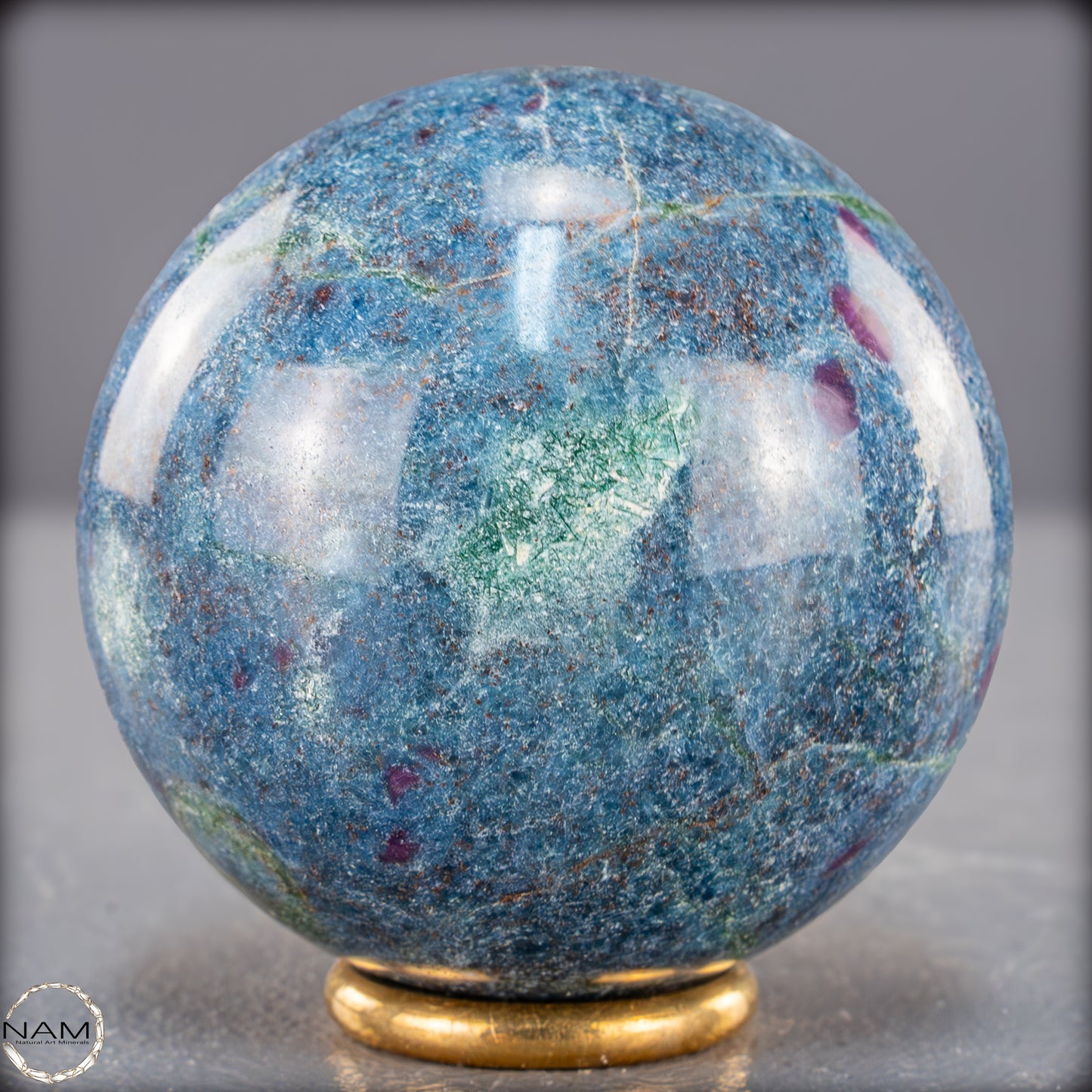 Natürliche Rubin in Fuchsit und Kyanit als Kugel - 390,25g - 59mm